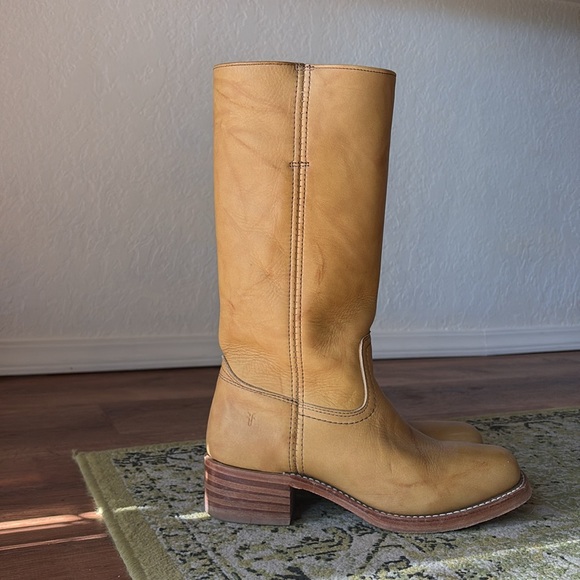 Frye Women's Tan Leather Heeled Boots - Picture 2 of 8